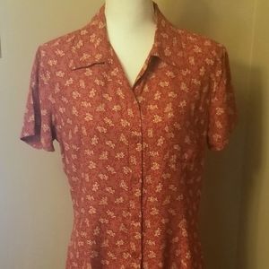 GAP red floral shirt dress